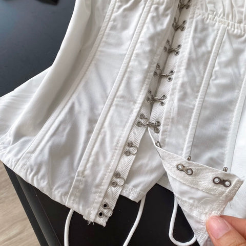Hollowed Puffy White Fishbone Top
