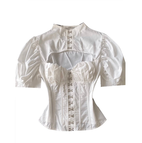 Hollowed Puffy White Fishbone Top