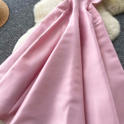 French Style Pleated Pink Dress