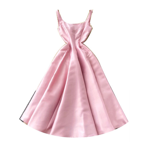French Style Pleated Pink Dress