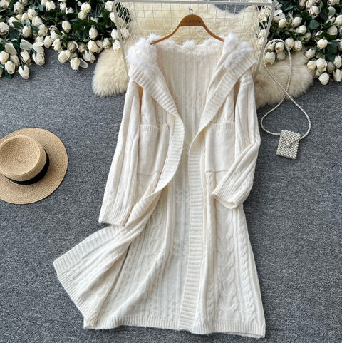 Thermal Hooded Knitted Cardigan
