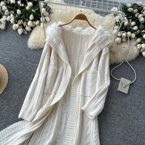 Thermal Hooded Knitted Cardigan