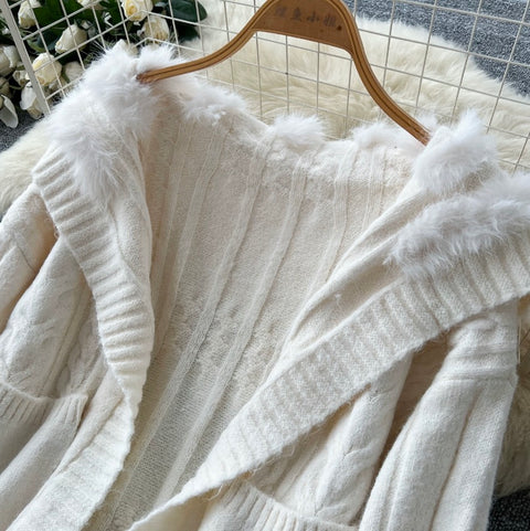 Thermal Hooded Knitted Cardigan