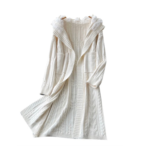 Thermal Hooded Knitted Cardigan