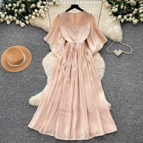 V-neck Elegant Ruffled Dress