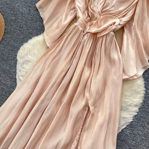 V-neck Elegant Ruffled Dress
