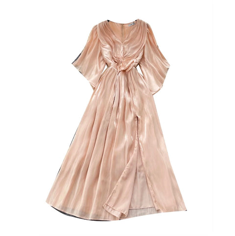 V-neck Elegant Ruffled Dress