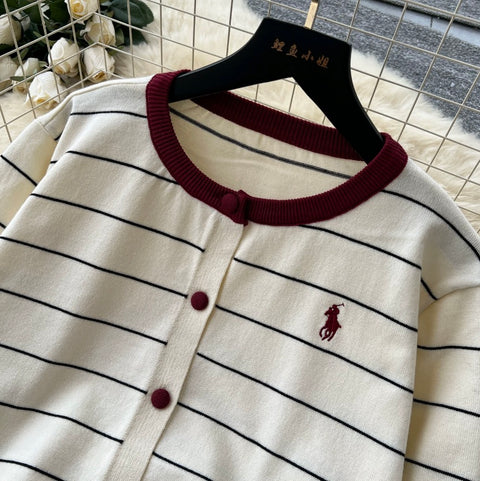 Striped Cardigan & Trousers 2Pcs