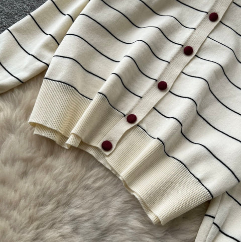 Striped Cardigan & Trousers 2Pcs