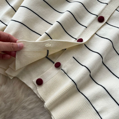 Striped Cardigan & Trousers 2Pcs
