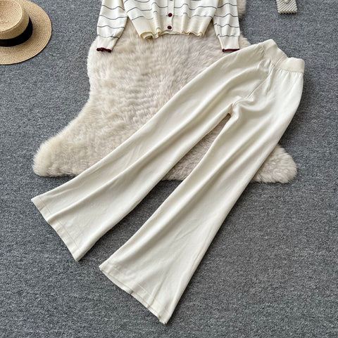 Striped Cardigan & Trousers 2Pcs