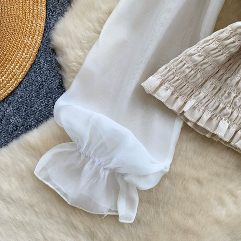 Bow-tie Ruffled Lace Shirt