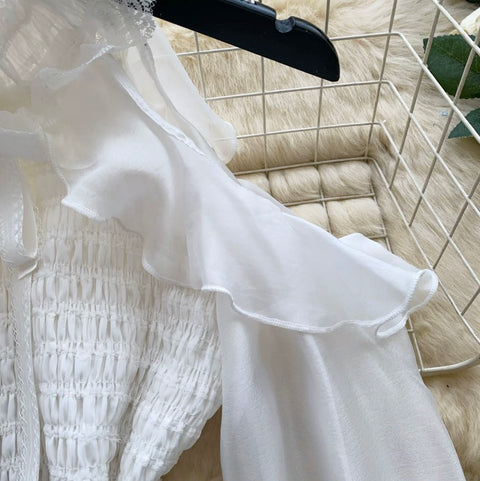 Bow-tie Ruffled Lace Shirt