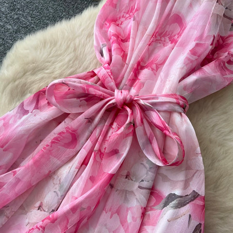 Fairy Floral Print Halter Dress
