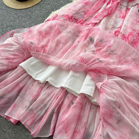 Fairy Floral Print Halter Dress