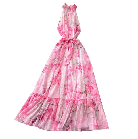 Fairy Floral Print Halter Dress
