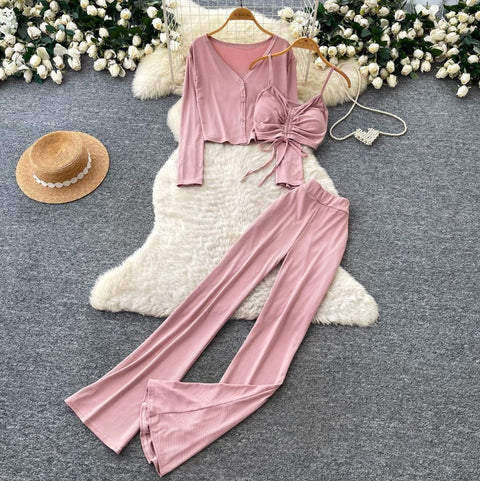 Cardigan & Vest & Trousers Casual 3Pcs