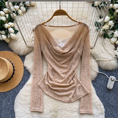 Faux Two-pieces Asymmetric Shirt