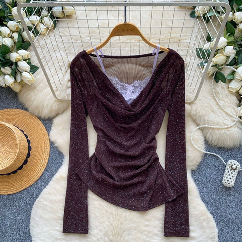 Faux Two-pieces Asymmetric Shirt