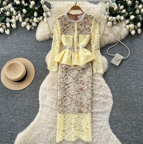 Embroidered Lace Slim-fit Dress