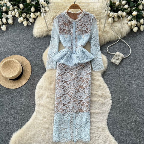 Embroidered Lace Slim-fit Dress