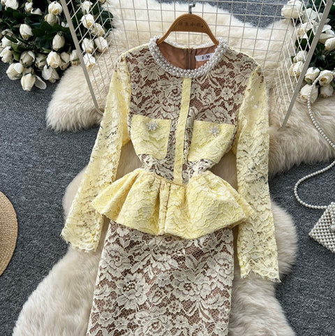 Embroidered Lace Slim-fit Dress