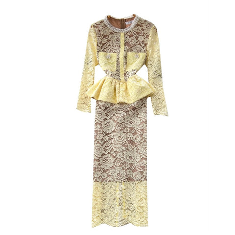 Embroidered Lace Slim-fit Dress