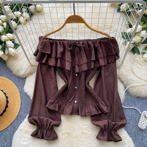 Off-shoulder Flared Sleeve Shirts