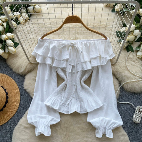 Off-shoulder Flared Sleeve Shirts
