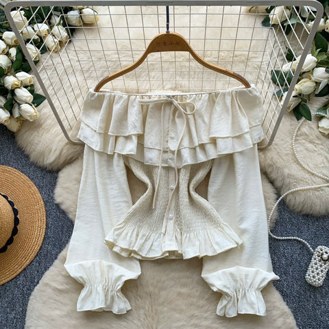 Off-shoulder Flared Sleeve Shirts