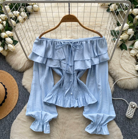 Off-shoulder Flared Sleeve Shirts