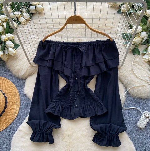 Off-shoulder Flared Sleeve Shirts