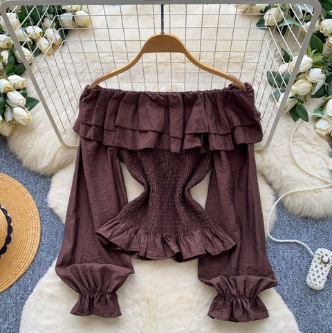 Off-shoulder Flared Sleeve Shirts