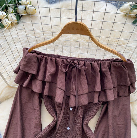 Off-shoulder Flared Sleeve Shirts