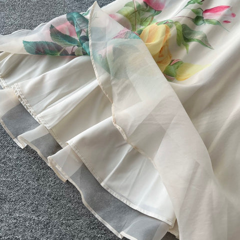 Floral Embroidered Shirt & Skirt 2Pcs
