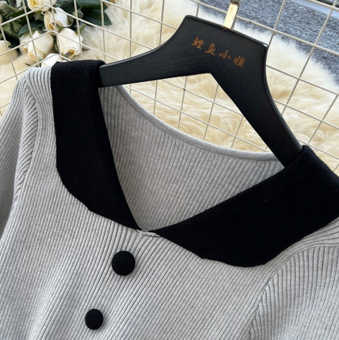 Doll Collar Knitted Sweater Dress