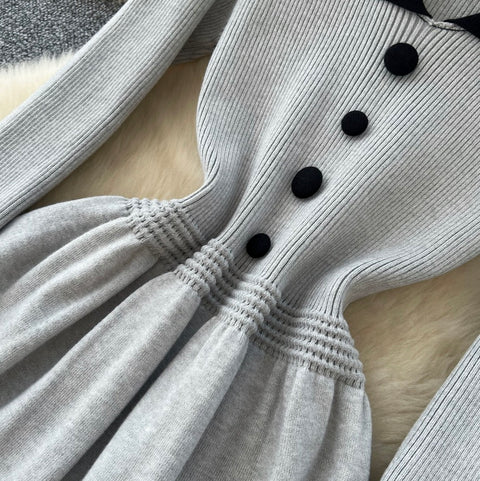Doll Collar Knitted Sweater Dress