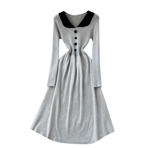 Doll Collar Knitted Sweater Dress