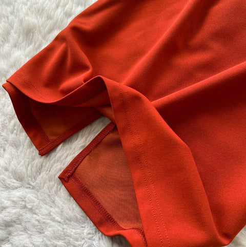 Flared Sleeve Patchwork Red Dress