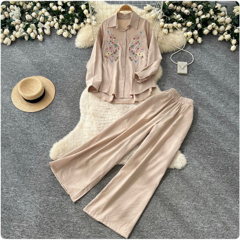 Embroidery Shirt & Trousers 2Pcs