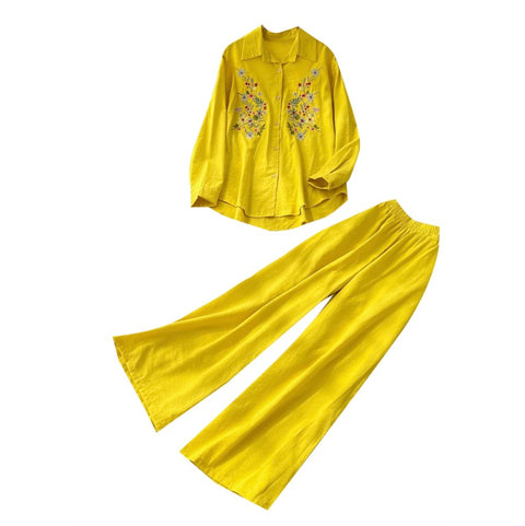Embroidery Shirt & Trousers 2Pcs