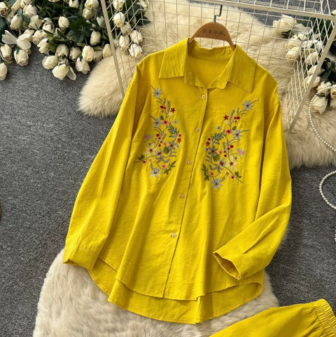 Embroidery Shirt & Trousers 2Pcs