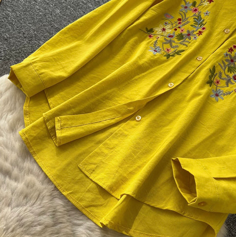 Embroidery Shirt & Trousers 2Pcs