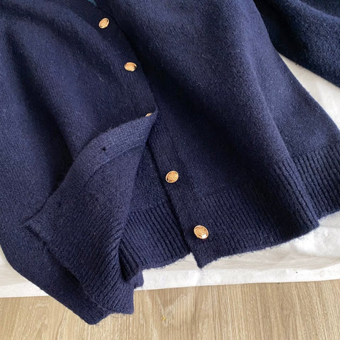 Faux Two-pieces Denim Patchwork Cardigan