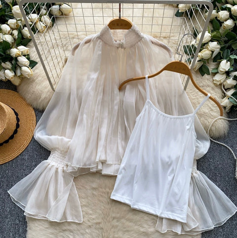 Sweetie Flared Sleeve Chiffon Top