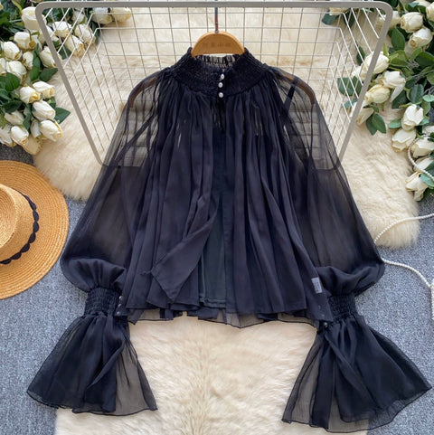 Sweetie Flared Sleeve Chiffon Top