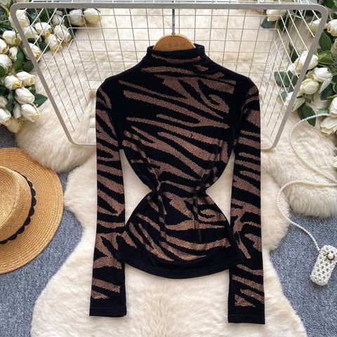 Rhinestone Studded Zebra Print Top