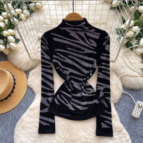 Rhinestone Studded Zebra Print Top