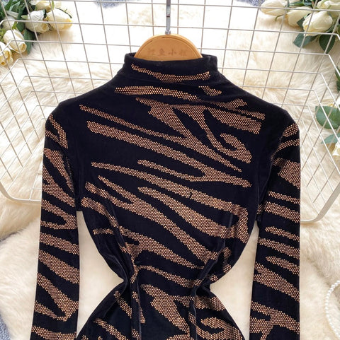 Rhinestone Studded Zebra Print Top