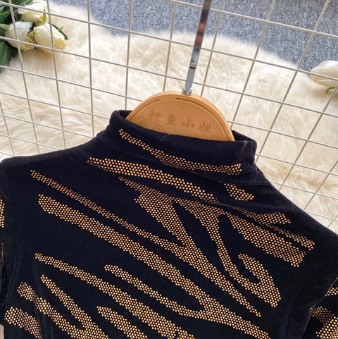 Rhinestone Studded Zebra Print Top